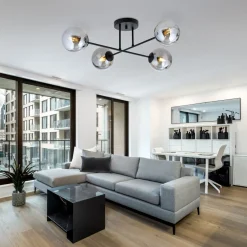 Emibig Deckenleuchte Kugel Schirme 4x E14 Grau Schwarz< Glaslampen|Retro Lampen