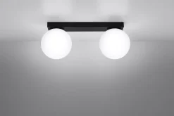 Sollux Deckenleuchte Kugel Schirme 2-flammig G9 Glas Metall< Wohnzimmerlampen|Glaslampen