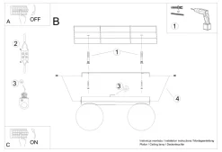 Sollux Deckenleuchte Kugel Schirme 2-flammig G9 Glas Metall< Wohnzimmerlampen|Glaslampen