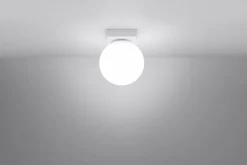 Sollux Deckenleuchte Kugelschirm Weiß Glas Metall Ø 12 cm G9< Deckenleuchten|Flurlampen