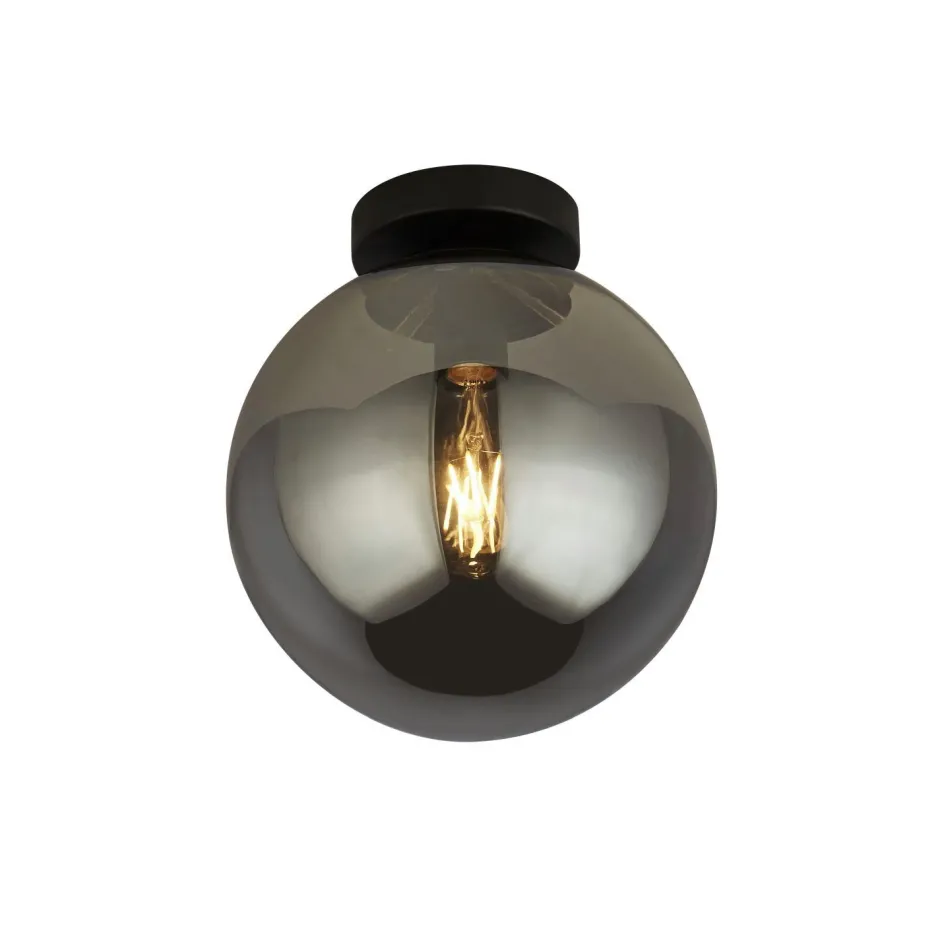 Searchlight Deckenleuchte Kugelschirm Ø 25 cm Rauchglas Metall< Deckenleuchten|Flurlampen