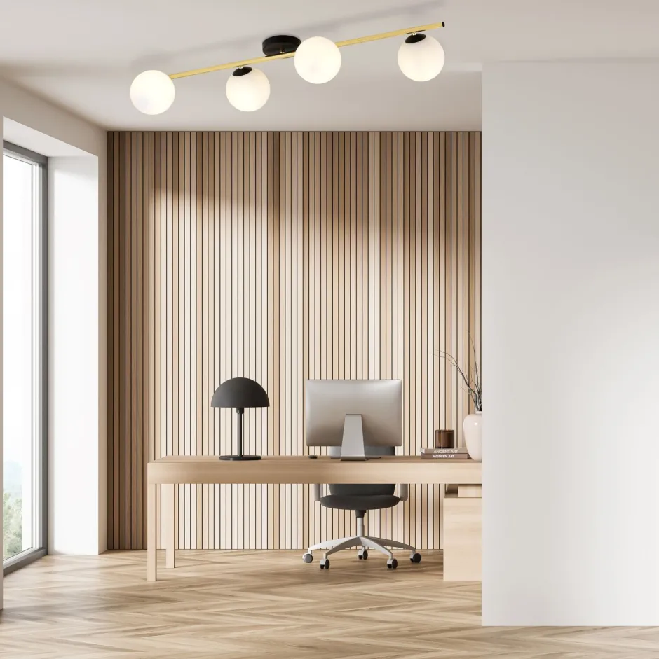 Deckenleuchten|Flurlampen*Emibig Deckenleuchte lang 100 cm in Schwarz Weiß Gold