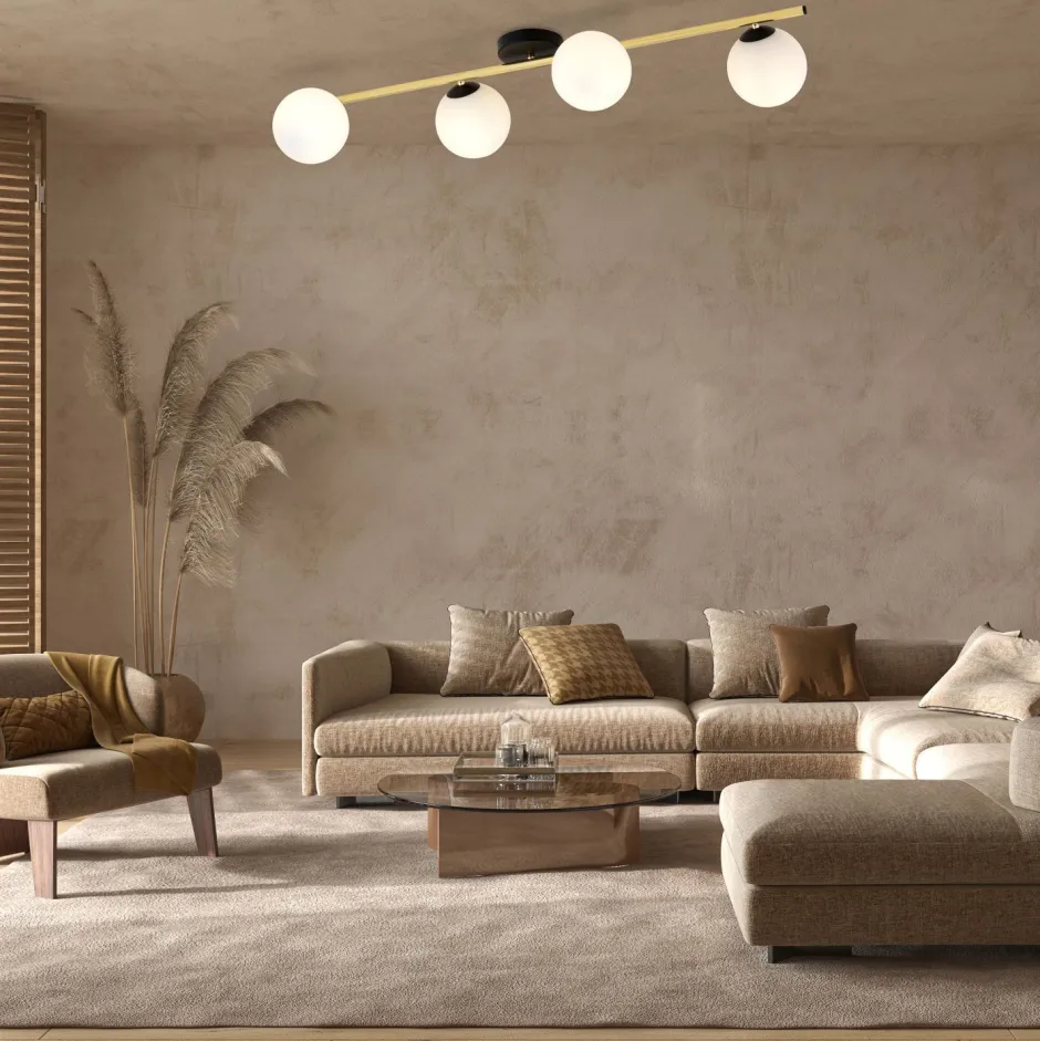 Deckenleuchten|Flurlampen*Emibig Deckenleuchte lang 100 cm in Schwarz Weiß Gold