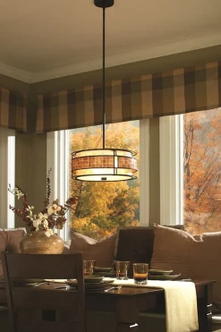 Deckenleuchten|Bürolampen*Elstead Deckenleuchte LARA Mica Glas 4-flmg bis 1,2m Ø56cm