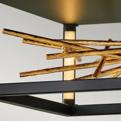 Elstead Deckenleuchte LED in Schwarz Gold indirekt Metall VALIA< Deckenleuchten|Led Lampen