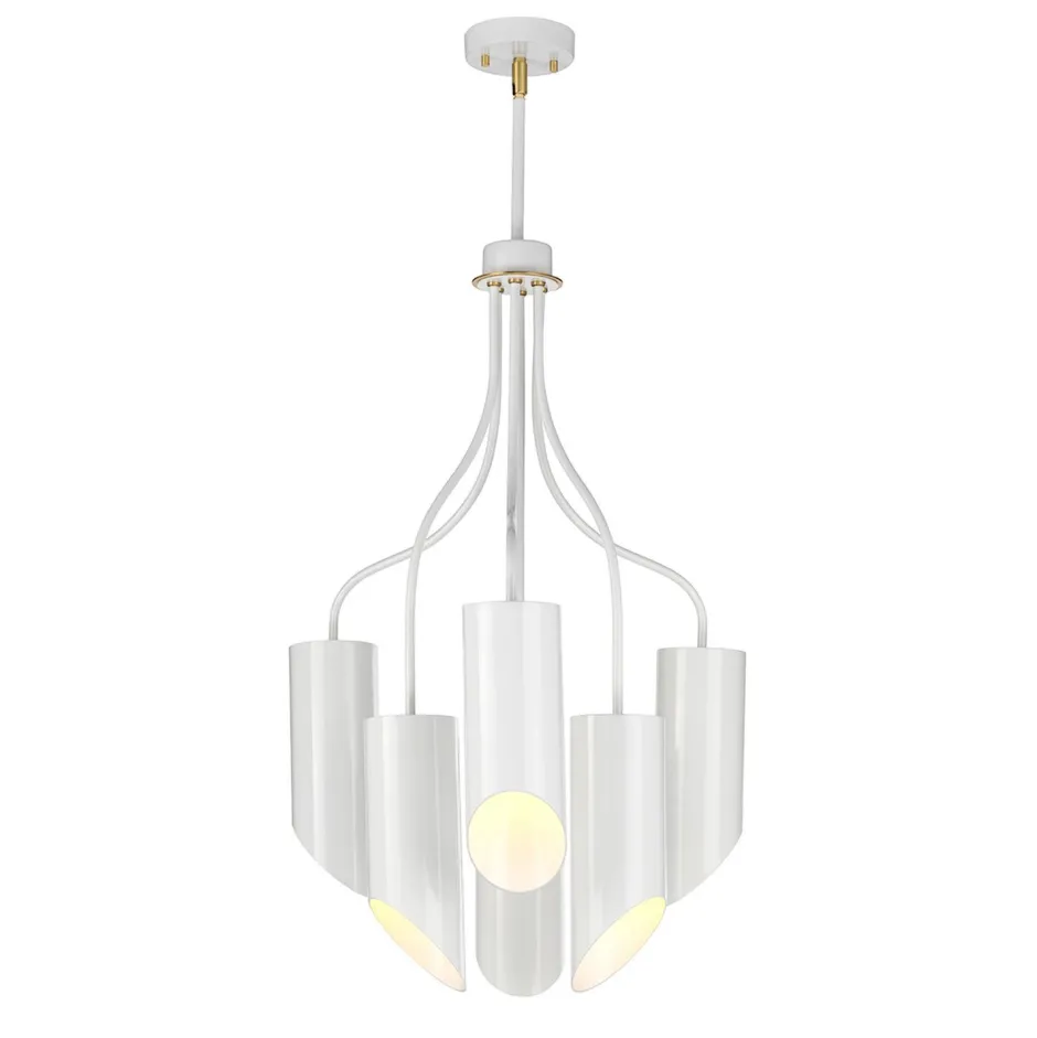 Deckenleuchten|Wohnzimmerlampen*Elstead Deckenleuchte LEYRE Weiß Messing 6xE27 Ø52cm Lampe