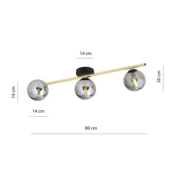 Emibig Deckenleuchte länglich 80 cm Glas Metall LUISELLA< Deckenleuchten|Flurlampen