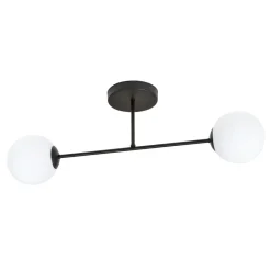 Deckenleuchten|Flurlampen*Emibig Deckenleuchte länglich 55 cm 2-flammig Glas Metall