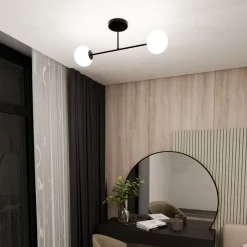 Deckenleuchten|Flurlampen*Emibig Deckenleuchte länglich 55 cm 2-flammig Glas Metall