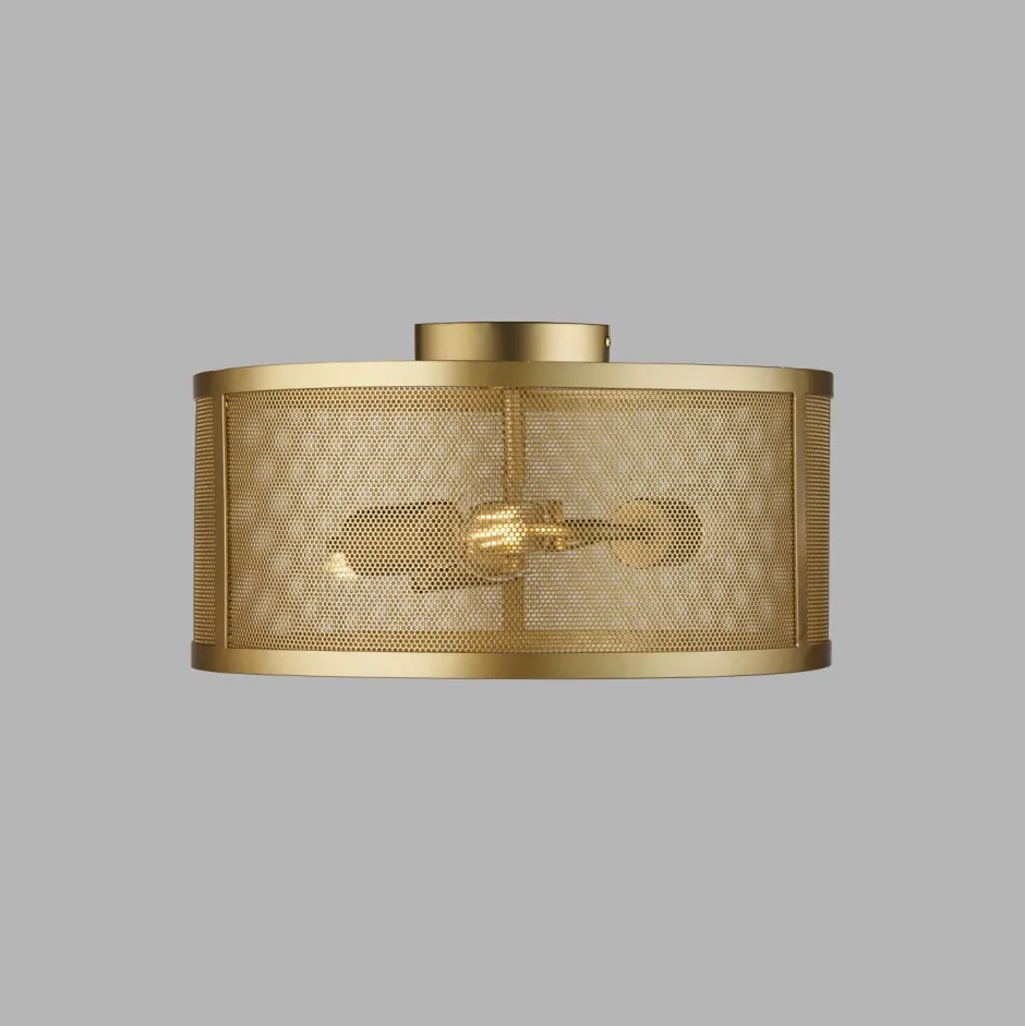 Deckenleuchten|Flurlampen*Searchlight Deckenleuchte Metall Ø 45 cm H: 24 cm rund 3x E27 Gold