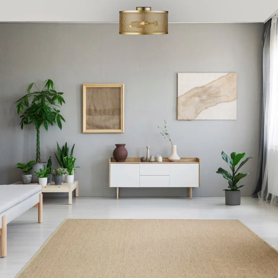 Deckenleuchten|Flurlampen*Searchlight Deckenleuchte Metall Ø 45 cm H: 24 cm rund 3x E27 Gold