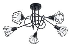 Deckenleuchten|Flurlampen*Sollux Deckenleuchte Metall 58 cm breit Drahtschirm Schwarz