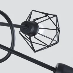 Deckenleuchten|Flurlampen*Sollux Deckenleuchte Metall 58 cm breit Drahtschirm Schwarz