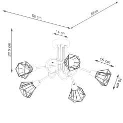 Deckenleuchten|Flurlampen*Sollux Deckenleuchte Metall 58 cm breit Drahtschirm Schwarz