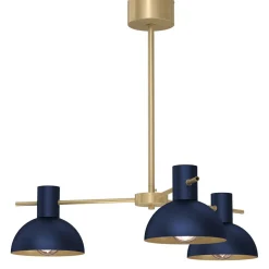 Deckenleuchten|Badezimmer Lampe*Luminex Deckenleuchte Metall Dunkelblau Gold E27 3-flmg elegant