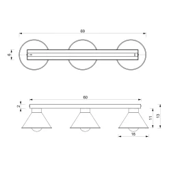 Deckenleuchten|Flurlampen*Luminex Deckenleuchte Metall 3-flammig 70 cm lang Loft E27