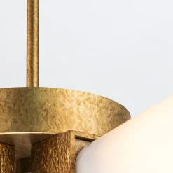 Elstead Deckenleuchte Metall Glas B: 66 cm in Gold Antik Weiß< Deckenleuchten|Bürolampen