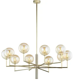 Deckenleuchten|Bürolampen*Jupiter Deckenleuchte Metall Glas G9 in Gold Bernstein Beige