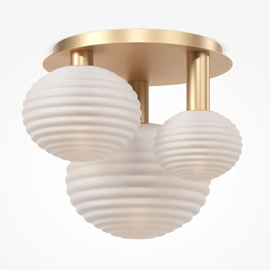 Maytoni Deckenleuchte Metall Glas B: 53,5 cm in Gold Weiß E14< Deckenleuchten|Badezimmer Lampe