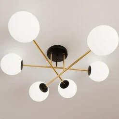 Emibig Deckenleuchte Metall Glas E14 in Schwarz Weiß Gold< Deckenleuchten|Flurlampen