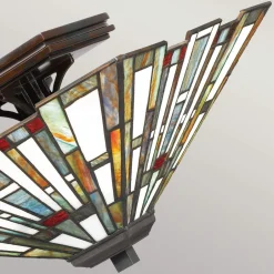 Elstead Deckenleuchte Metall Glas 36,7 cm breit Tiffany Stil 2x E27< Deckenleuchten|Flurlampen