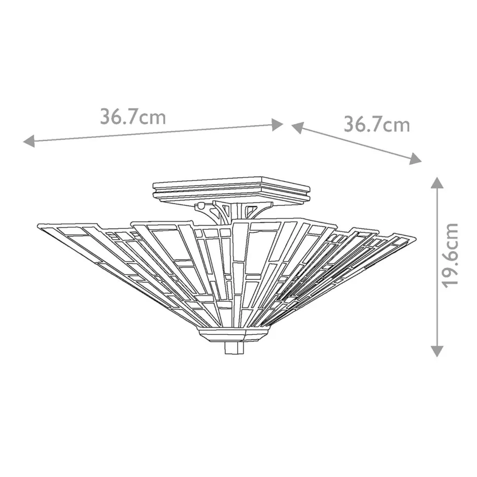 Elstead Deckenleuchte Metall Glas 36,7 cm breit Tiffany Stil 2x E27< Deckenleuchten|Flurlampen
