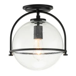 Deckenleuchten|Bürolampen*Elstead Deckenleuchte Metall Glas E27 rund Ø 28,2 cm Schwarz