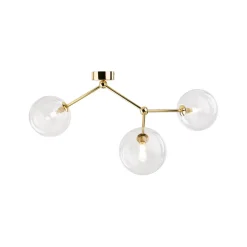 TK Lighting Deckenleuchte Metall Glas 70 cm lang in Gold 3-flammig G9< Deckenleuchten|Bürolampen