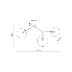TK Lighting Deckenleuchte Metall Glas 70 cm lang in Gold 3-flammig G9< Deckenleuchten|Bürolampen