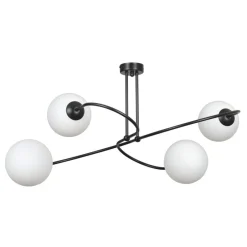 Emibig Deckenleuchte Metall Glas Schwarz Weiß Modern 4x E27< Deckenleuchten|Kugellampen