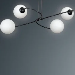 Emibig Deckenleuchte Metall Glas Schwarz Weiß Modern 4x E27< Deckenleuchten|Kugellampen