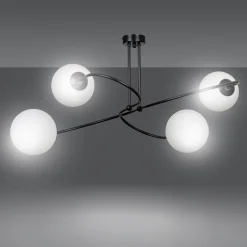 Emibig Deckenleuchte Metall Glas Schwarz Weiß Modern 4x E27< Deckenleuchten|Kugellampen