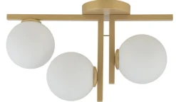 Sigma Deckenleuchte Metall Gold Weiß Kugel 3-flammig L:48 cm< Deckenleuchten|Flurlampen