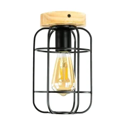 Wohnzimmerlampen|Holzlampen*Easylight Deckenleuchte Metall Holz E27 Ø 15 cm klein