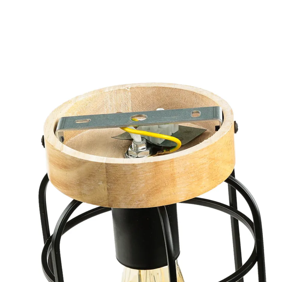 Wohnzimmerlampen|Holzlampen*Easylight Deckenleuchte Metall Holz E27 Ø 15 cm klein