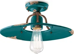 Wohnzimmerlampen|Keramiklampen*Ferroluce Deckenleuchte Metall Keramik rund Ø 40 cm E27 Vintage