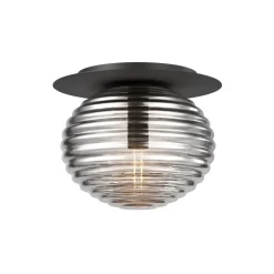 Deckenleuchten|Badezimmer Lampe*Maytoni Deckenleuchte Metall Rauchglas Ø 35 cm rund E27 Modern