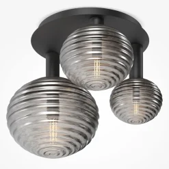 Deckenleuchten|Badezimmer Lampe*Maytoni Deckenleuchte Metall Rauchglas B: 53,5 cm E14 3-flammig