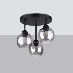 Deckenleuchten|Kugellampen*Sollux Deckenleuchte Metall Rauchglas 3-flammig Ø 35 cm E27