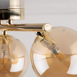 Glaslampen|Metall Lampen*TK Lighting Deckenleuchte Metall Rauchglas 47 cm klein in Gold Bernstein