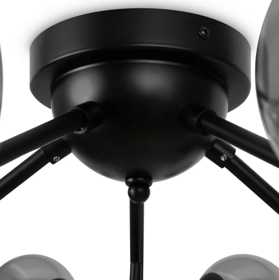 Deckenleuchten|Badezimmer Lampe*Maytoni Deckenleuchte Metall Rauchglas B: 75 cm G9 Kugel Schirm