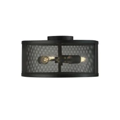 Deckenleuchten|Flurlampen*Searchlight Deckenleuchte Metall rund Ø 45 cm 3x E27 Schwarz Retro