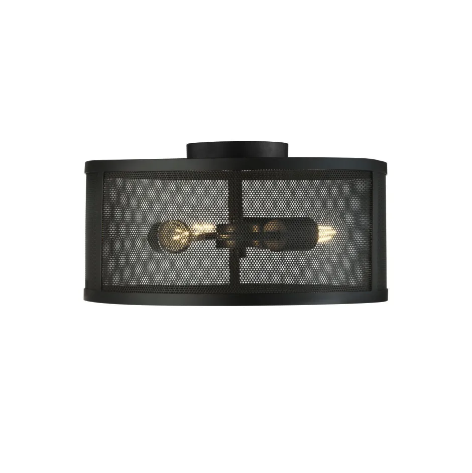 Deckenleuchten|Flurlampen*Searchlight Deckenleuchte Metall rund Ø 45 cm 3x E27 Schwarz Retro