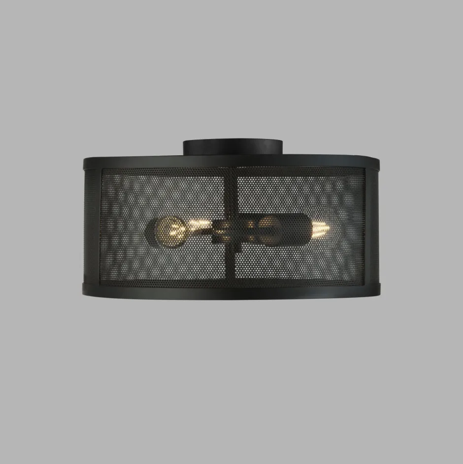 Deckenleuchten|Flurlampen*Searchlight Deckenleuchte Metall rund Ø 45 cm 3x E27 Schwarz Retro