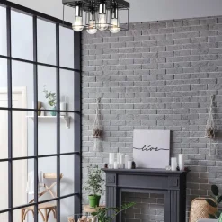 Deckenleuchten|Flurlampen*Lamkur Deckenleuchte Metall Schwarz Chrom B: 30 cm eckig 4-flammig