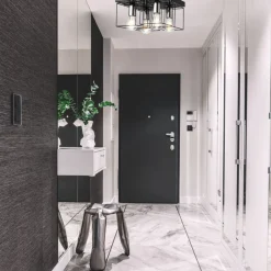 Deckenleuchten|Flurlampen*Lamkur Deckenleuchte Metall Schwarz Chrom B: 30 cm eckig 4-flammig