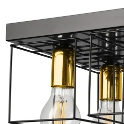 Lamkur Deckenleuchte Metall Schwarz Gold B: 30 cm 4x E27 Modern< Deckenleuchten|Flurlampen