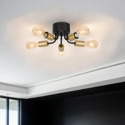 Luminex Deckenleuchte Metall Schwarz Gold Retro Design< Deckenleuchten|Flurlampen