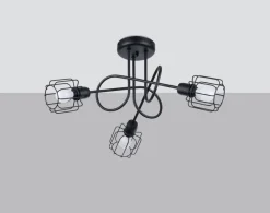 Sollux Deckenleuchte Metall Schwarz 3-flammig E14 Draht Schirm< Deckenleuchten|Flurlampen