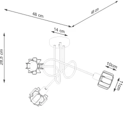Sollux Deckenleuchte Metall Schwarz 3-flammig E14 Draht Schirm< Deckenleuchten|Flurlampen